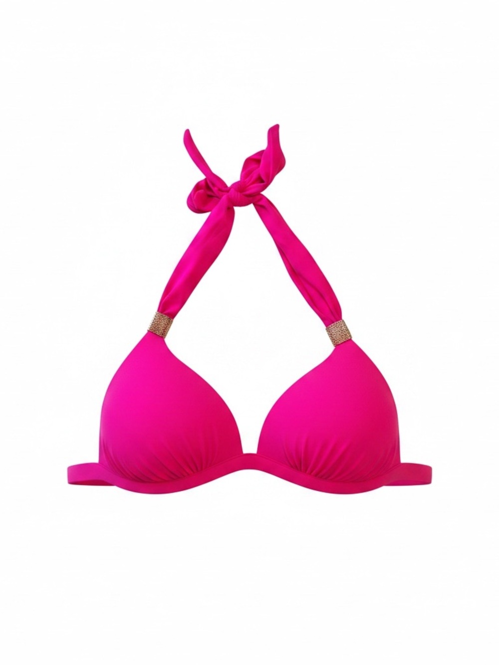 VENUS Hot Pink Halter Push-Up Bikini Top with silver accents